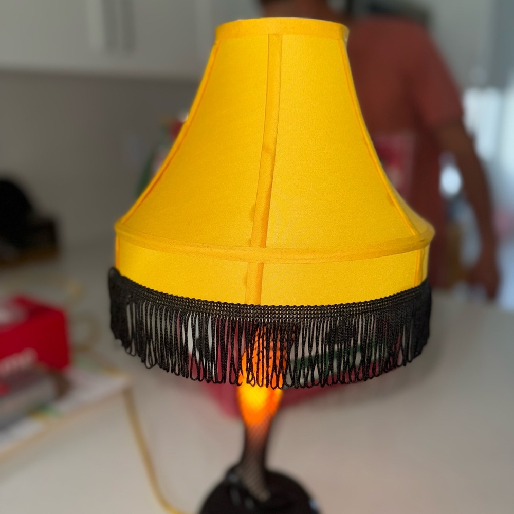 Fishnet Leg Lamp with Black Base - Picture 6 of 7